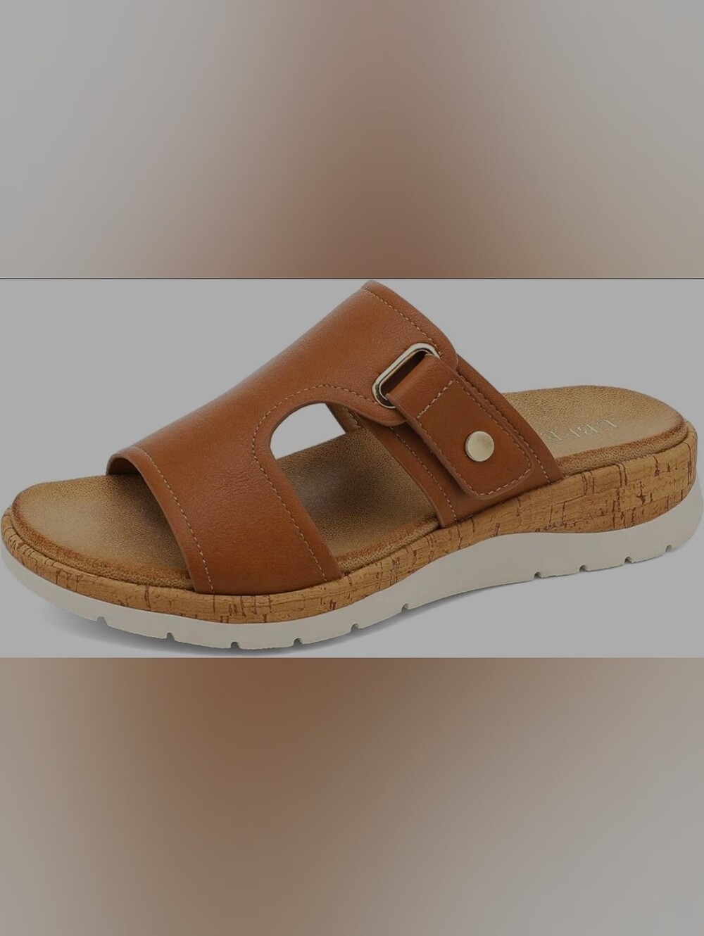 UBFEN Women's Cork-Trim Slide Sandal in Brown size 41(10 US)